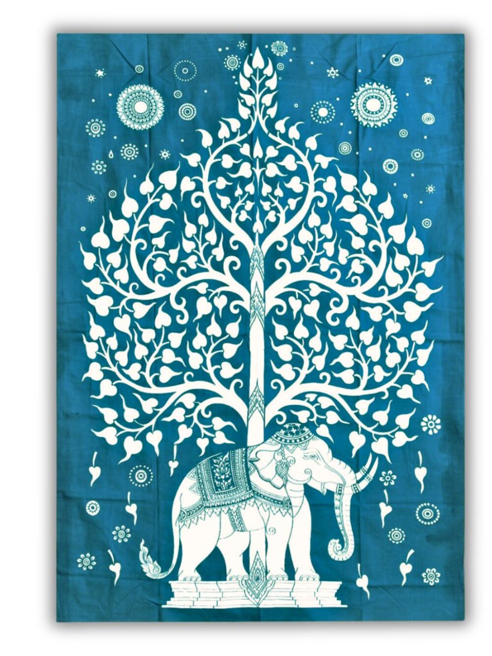 Turquoise Color Tribal Elephant Theme Boho Bohemian Cotton Wall Bed Tapestry NEW - Picture 3 of 3